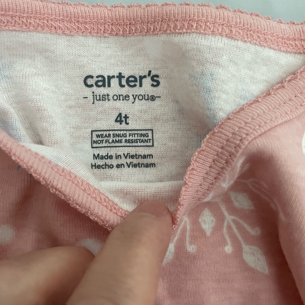Carter's 2 Kids Snowman Pajama Set Blue and Pink size 4T NWT - Picture 4 of 5